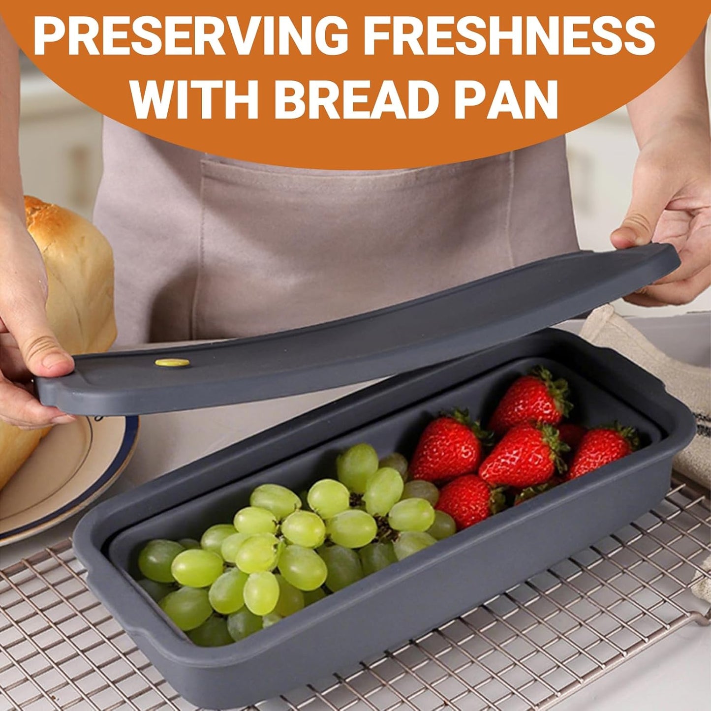 Bread Loaf Pan, New Upgrade Silicone Non-Stick Bakeware, Larger and Thicker, Foldable Bread Toast Box Mold with Lid, Baking Pans for Cakes, Brownies