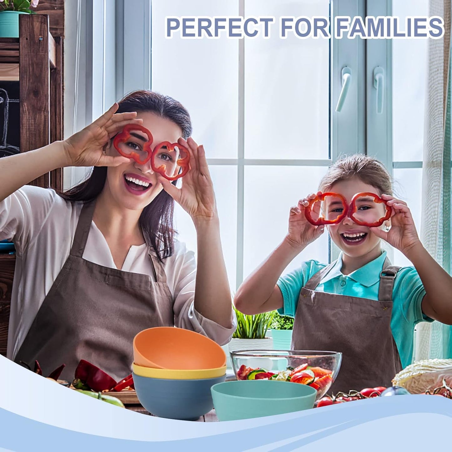 Wheat Straw Bowl Sets,8 PCS Unbreakable Cereal Bowl 26 OZ,Microwave and Dishwasher Safe Bowls,Bowl Sets for Camping and Picnic BPA Free Colorful Salad Bowls for Serving Soup,Oatmeal and Fruit Etcβ¦