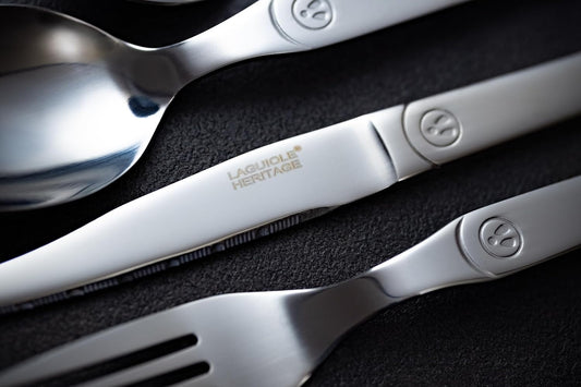 Laguiole Heritage Dinnerware Set; Premium Stainless Steel Knives, Forks, Spoons with Ergonomic Handles; Dishwasher Safe; 4 Person Sets; Polished, 16-Piece