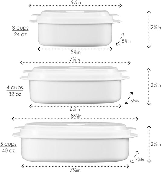Reston Lloyd Nesting Microwave Containers, Set of 3, Adjustable Steam Vents, Airtight, Meal Prep, Durable BPA-Free Plastic- Freezer & Dishwasher Safe, Cookware & Food Storage, Anyday Cookware, Red