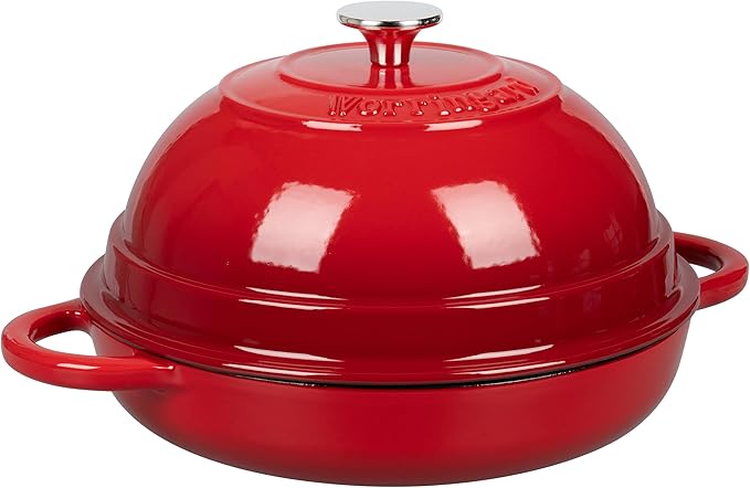 Cast Iron Enameled Dutch Oven Pot with Lid for Bread Baking, Bread Oven, 6 Quart, Red