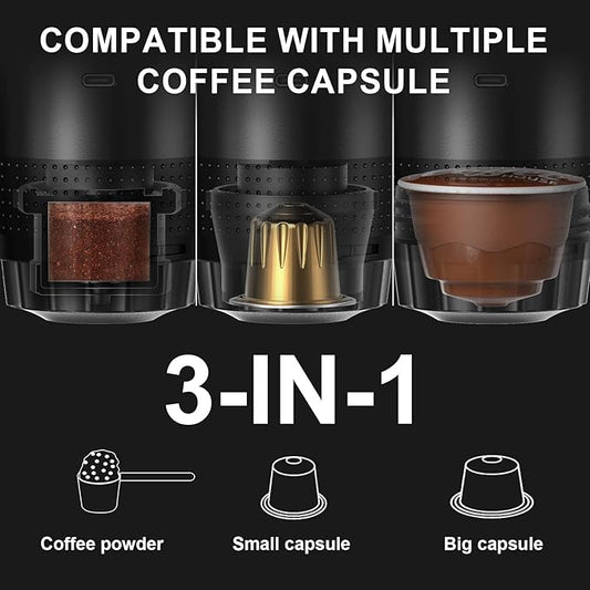 Mulli Cordless Electric Espresso Machine-Portable Coffee Maker for Ground Coffee & NS Capsule with Self-Heating Technology-Perfect for RV, Hiking, Camping, Office & On-the-Go Lifestyles