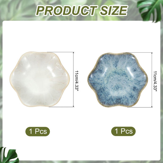uxcell 2Pcs Ceramics Jewelry Plate, Lotus Leaf Shape Key Holder Bowl for Entryway Table Decor Small Ring Tray Dish Gift for Women Girlfriend, White/Cold Ash