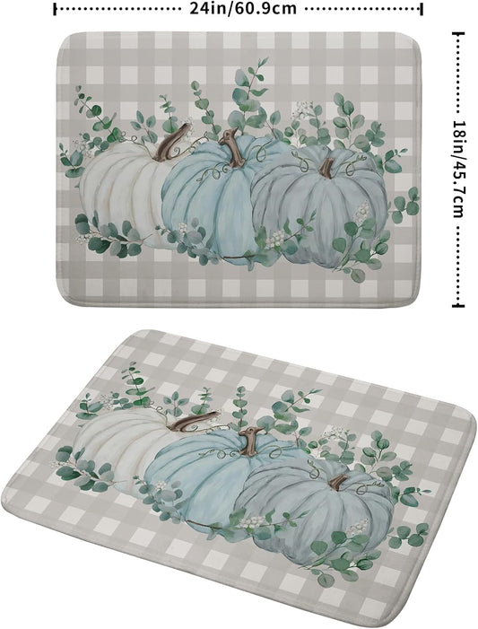 Fall Drying Mats for Kitchen Counter 18×24 Inch Large Microfiber Drying Mat Blue White Pumpkin Thanksgiving Harvest Festival Kitchen Decor Accessories Dish Rack Mat Drainer Pad Washable Absorbent