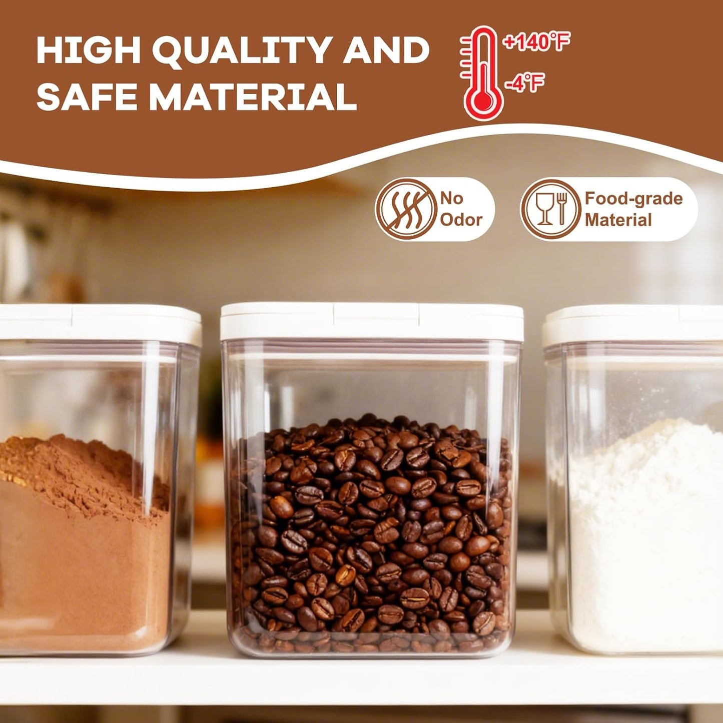 Airtight Brown Sugar Keeper Containers 2.1Qt/2000ml,As Plastic Clear Food Storage Jars with Terra Cotta Brown Sugar Savers and Spoon Moisture-Proof Kitchen for Storing Food/Spices/Candies/Coffee Bean