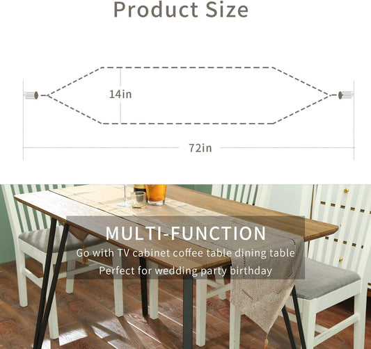 Tosewever Decorative Linen Table Runner with Tassels Tabletop Collection 14 x 72 Inches Table Runners for Everyday Dining Wedding Party Holiday Home Decor (14" x 72", Light Coffee)