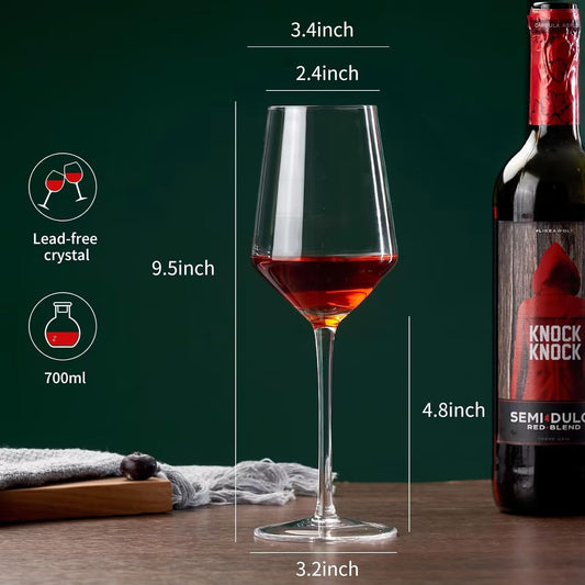 ACHEER Crystal Wine Glasses Set of 6 - Hand Blown Red Wine or White Wine Glass - 14Oz - Long Stem Wine Glasses – Gift for Wedding, Anniversary, Christmas