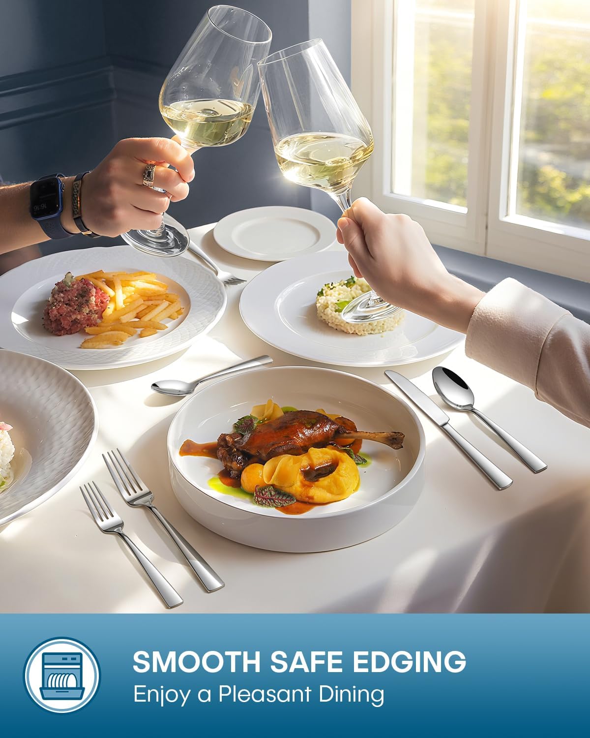 Stapava 20 Piece Silverware Set, Food-Grade Stainless Steel Flatware Sets for 4 Mirror Polished Cutlery Utensil Sets Include Dinner Knives Spoons and Forks Set Dishwasher Safe for Home Restaurant