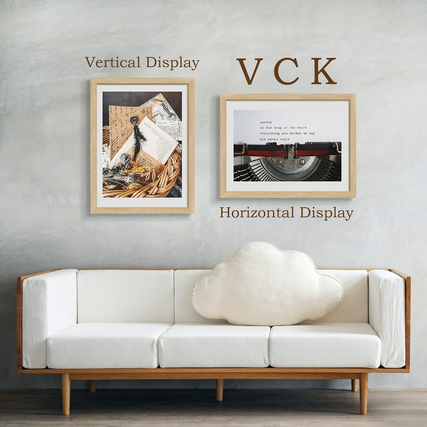 VCK 18x24 Oak Wood Frame for Poster & Picture, Natural Solid Wood Photo Frames 5 Pack, Wall Mounting Hanging