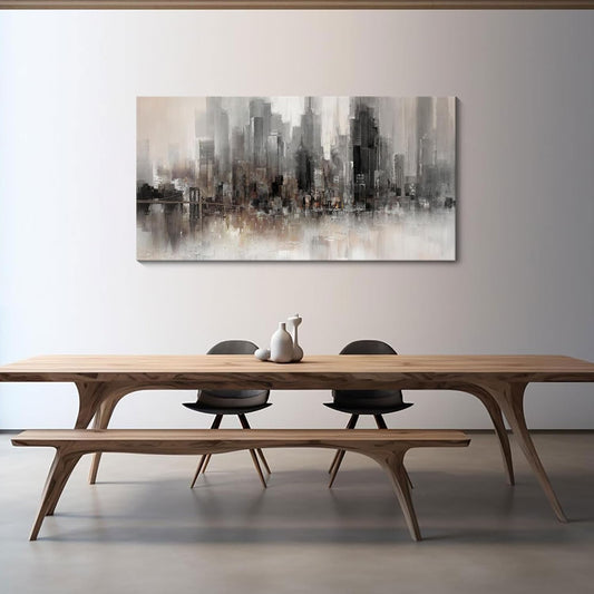 YDYSUNE Large Abstract Wall Art for Living Room,Cityscape New York Canvas Wall Decor for Bedroom,Print Brooklyn Bridge Themed Painting Brown Modern Picture Decoration Artwork Size 24x48inch