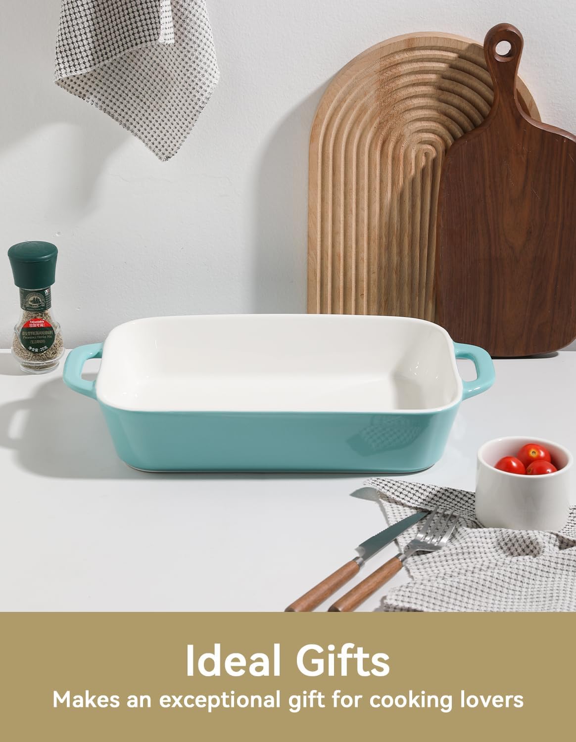 Sweejar Ceramic Bakeware Set, 9x13 Rectangular Baking Dish for Cooking, Kitchen, Cake Dinner, Banquet and Daily Use, Casserole Dishes for Oven Porcelain Baking Pans(Turquoise)