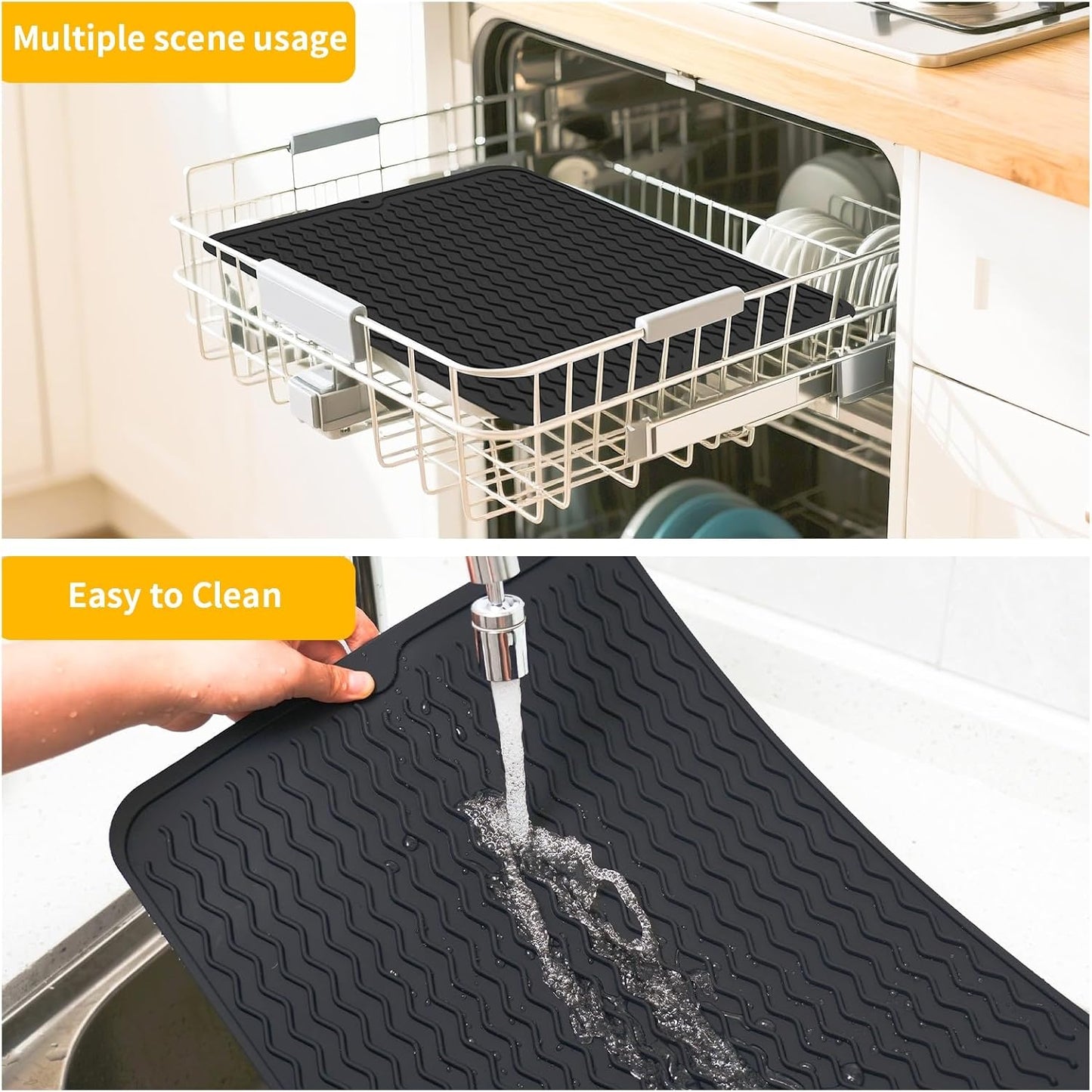 Blackstone Griddle Accessories Silicone Grill Side Shelf Tool Mat, Outdoor BBQ Spatula Mat, with Drip Pad Kitchen Countertop Heat Resistant Mat (Black)