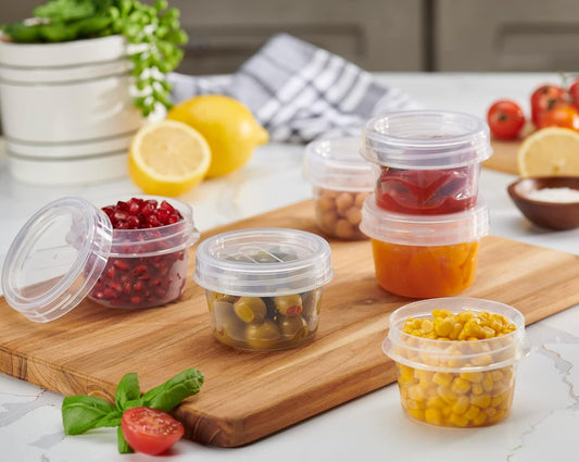 PLASTICPRO 12 Pack Twist Cap Food Storage Containers with Clear Screw on Lid- 4 oz Reusable Meal Prep Containers - Small Freezer Containers Microwave Safe Clear Plastic Food Storage
