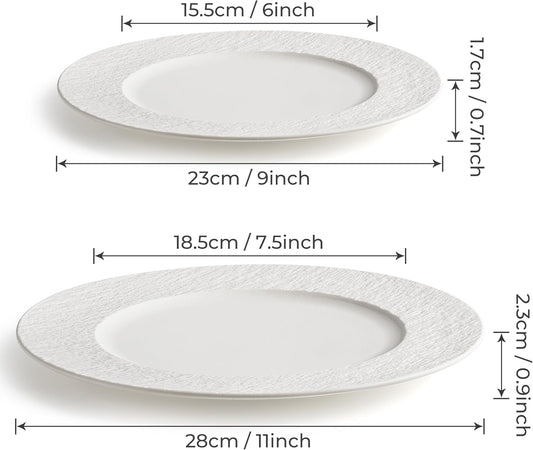 MIAMIO - 11 Inch, Set of 4 Dinner Plates/Ceramic Plate Set, Crockery Set - Modern Plates, Microwave and Dishwasher Safe - Oasis Collection