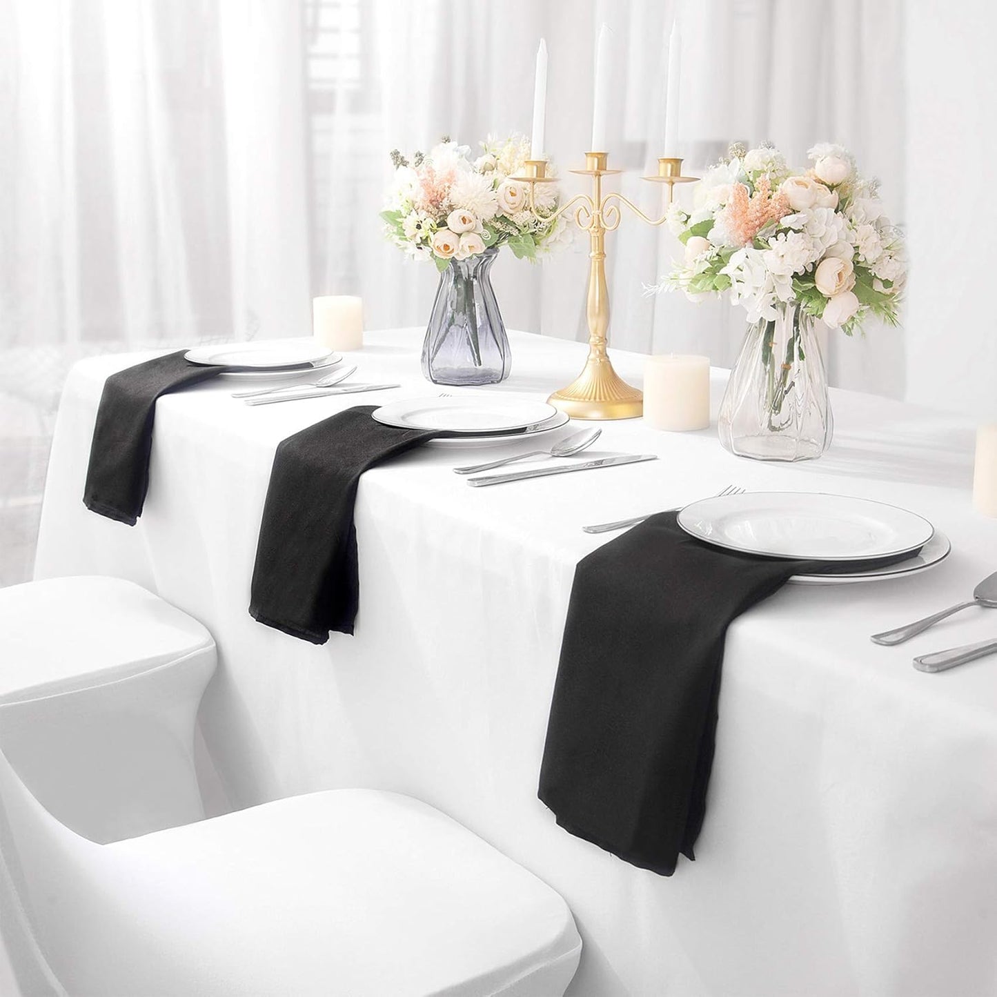 Bailarina Cloth Napkins Set of 80,17x17 inches Dinner Napkins Cloth Washable,Polyester Square Table Cloth Napkin Bulk with Hemmed Edges Ideal for Banquets, Parties and Weddings-Black