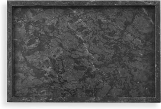 Yew & Tulip Natural Marble Vanity Tray, Nature Dark Gray Marble Serving Tray for Bathroom, Kitchen, Vanity, Home Decor, Wedding etc. (12"x 8" x 1.2")