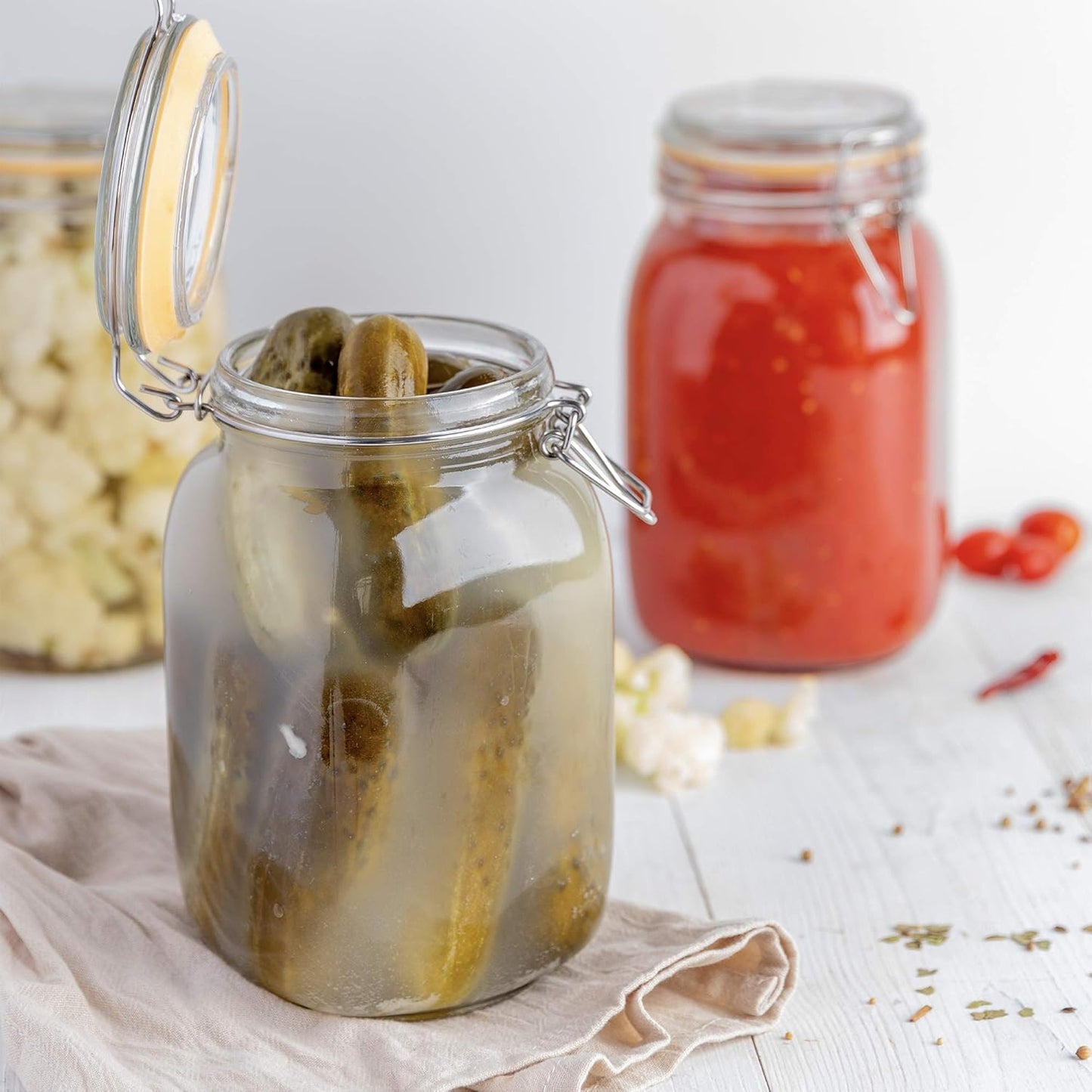 Galashield Glass Jars with Lids 50 oz Food Storage Jars with Airtight Lids Leak Proof Glass Canisters Kitchen Jars