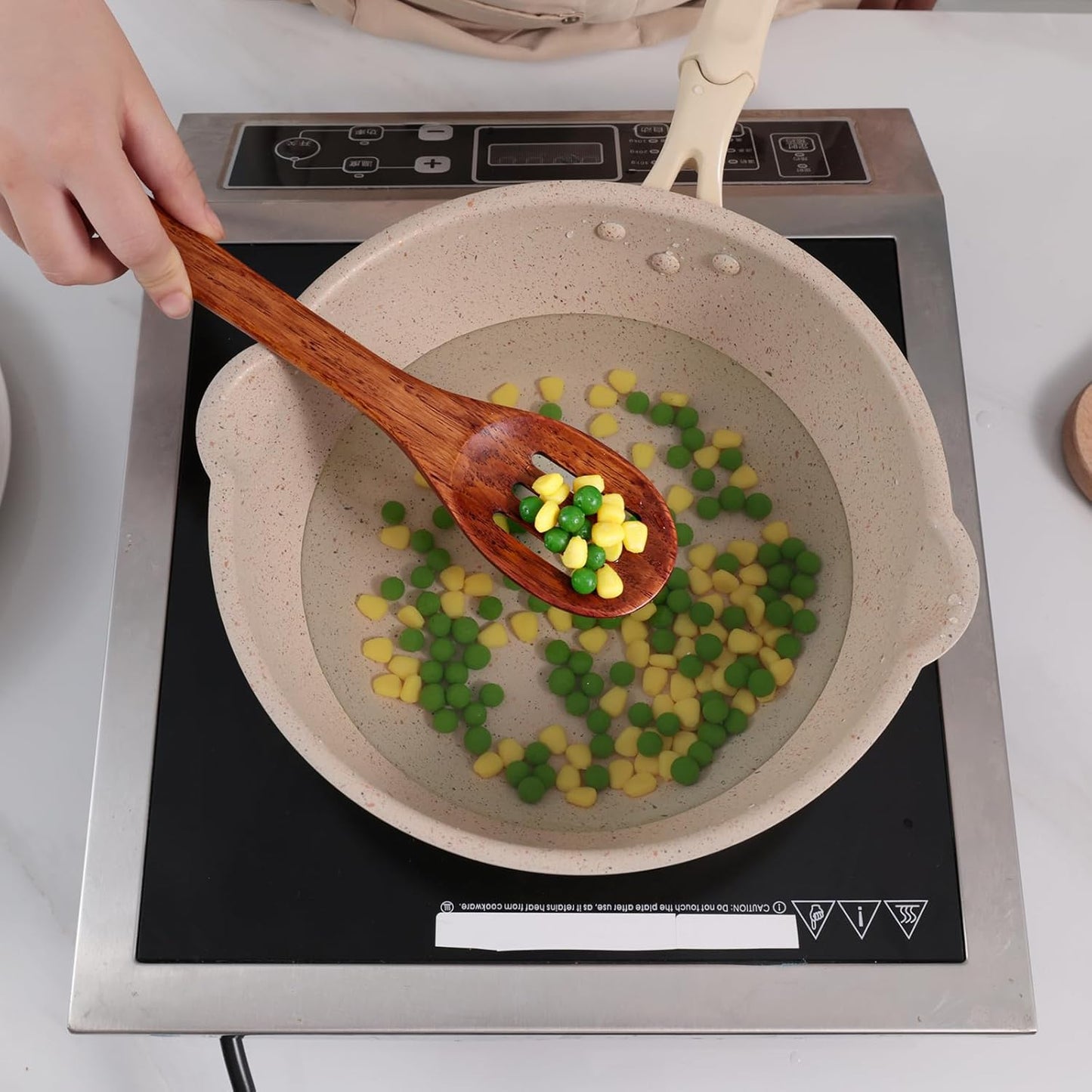 HANSGO Wooden Spoons for Cooking, 3PCS Wooden Kitchen Utensil Set, Wood Spatula Set for Stirring Frying Mixing Sauteing, Best Housewarming Gifts, 12inch