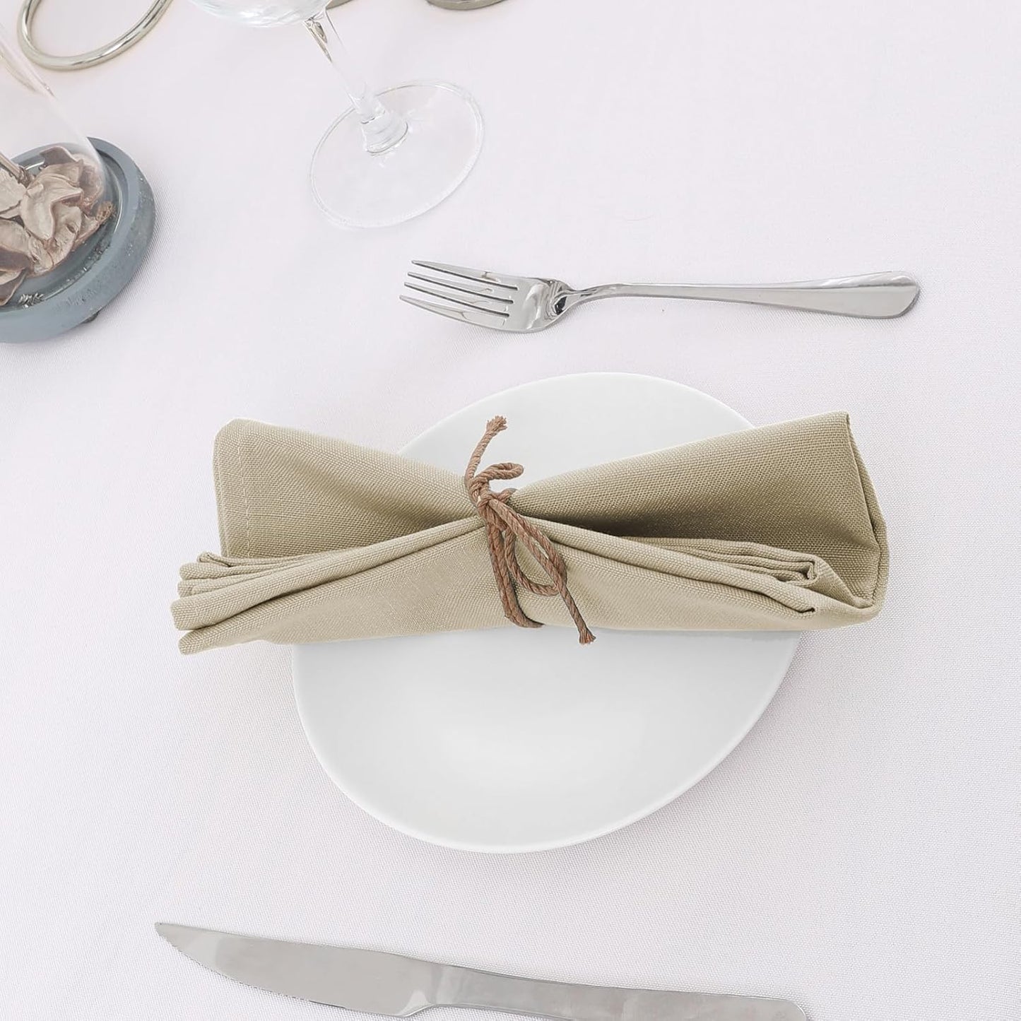 H.VERSAILTEX Cloth Napkins Set of 12 (18" X 18") Linen Textured Dinner Napkins Waterproof Extra Soft Thick Durable Reusable Napkins with Hemmed Edges for Dinners, Weddings and Everyday Use, Taupe