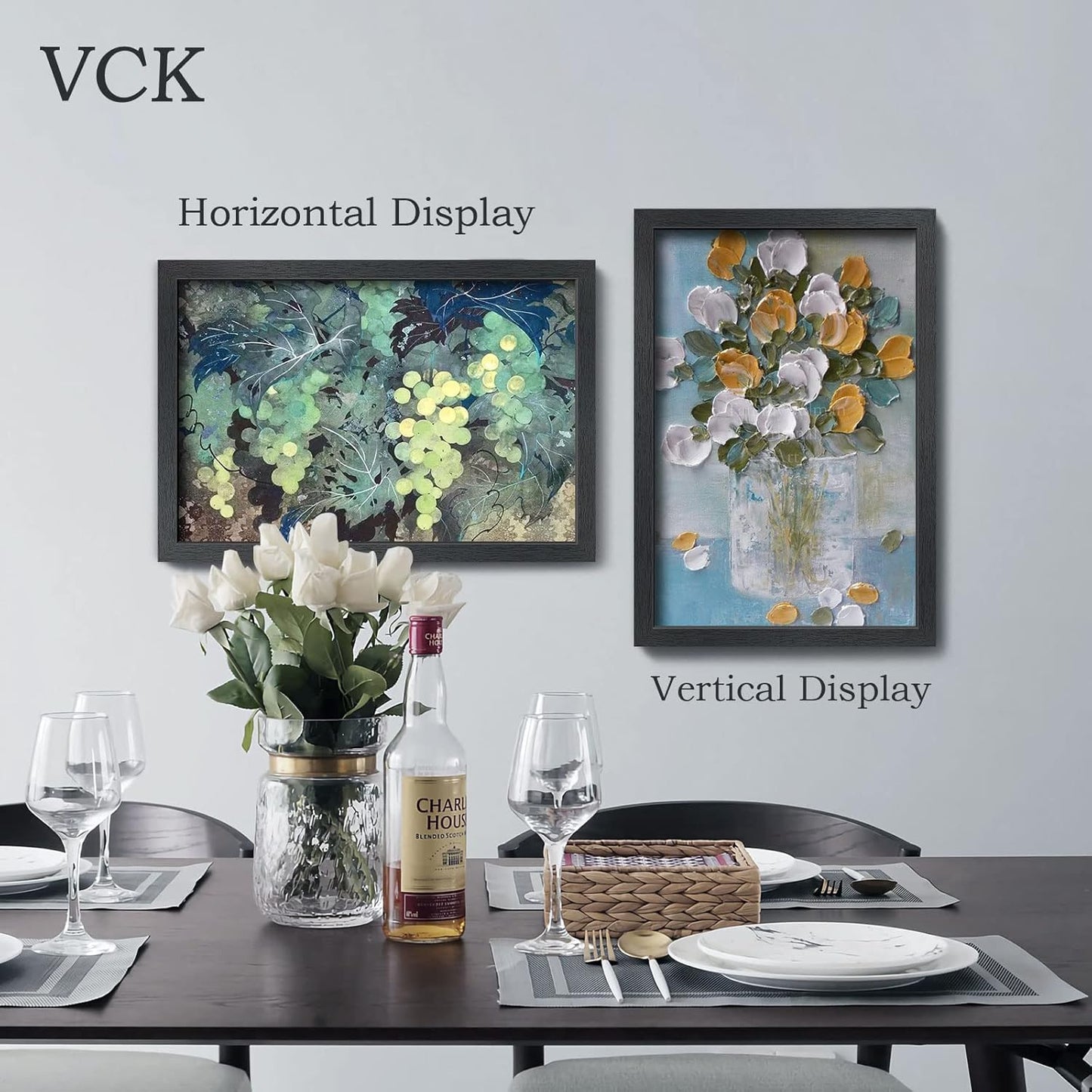 VCK 16x24 Poster Frames Set of 5, Black Solid Wood Picture Frame, Textured Exclusive Wall Gallery Frame
