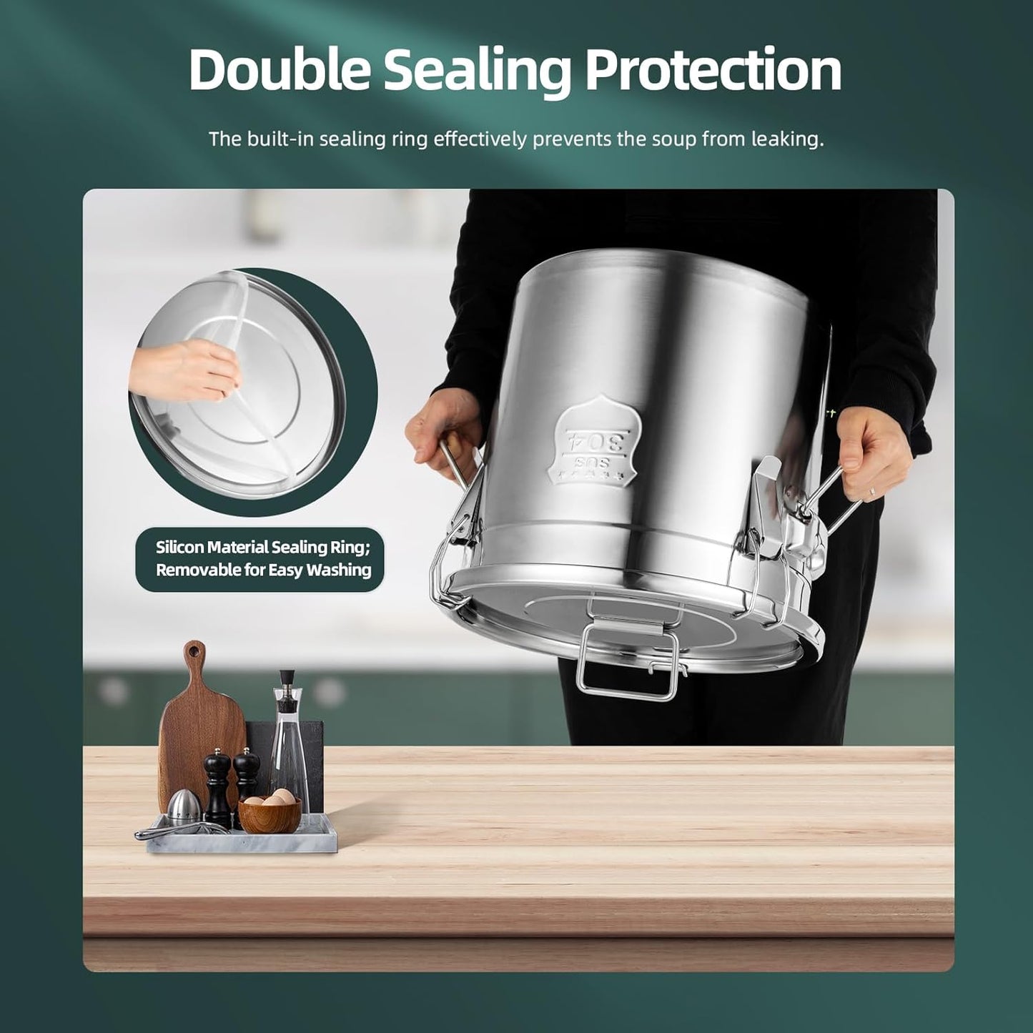 21L Stainless Steel Storage Bucket, Food Storage Containers With Lids and Sturdy Locking Clamp, 10-21lbs Metal Storage Bucket for Rice, Flour, Grain, Coffee Bean(21L)