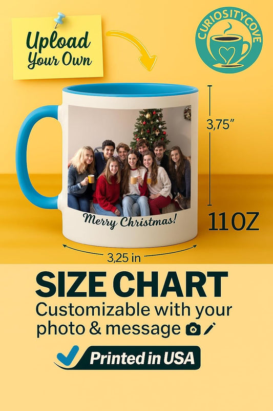 Personalized Coffee Mug | Custom Photo, Text, or Logo Cup (11oz, Light Blue Rim, Inner, and Handle) |Dishwasher & Microwave Safe |Unique Gift for Men & Women –Taza Personalizada