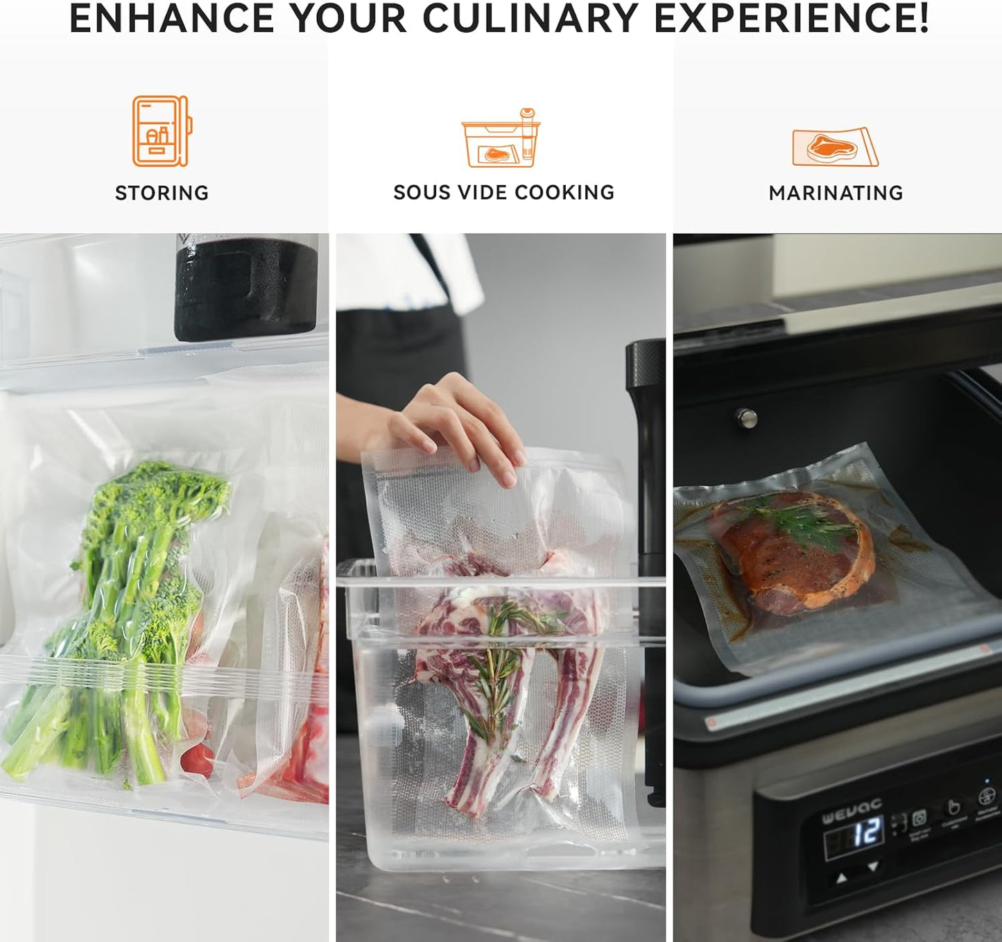 8" x 50' and 11" x 50' Vacuum Sealer Rolls, 2 Pack-Ideal for Food Storage, Sous Vide, and Meal Prep, Keep Food Fresh and Nutrients, Wevac Lite