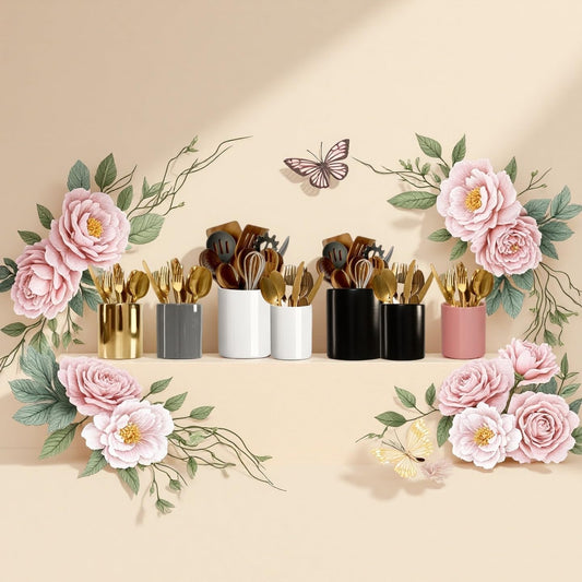 3pcs Silverware Holder for Countertop,Sturdy Porcelain Flatware Holder Decorate Buffet Table