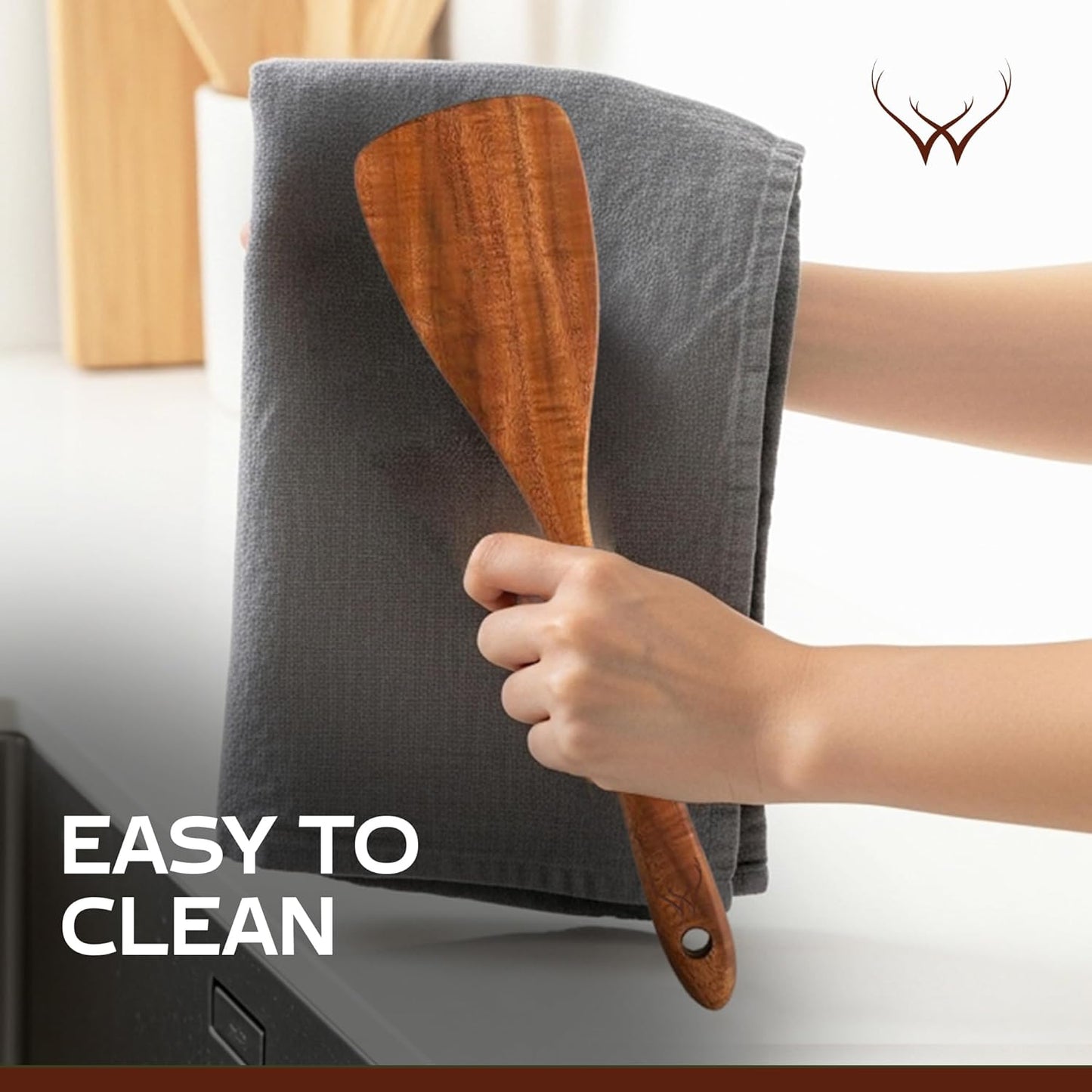 Flat Wooden Spatula for Cooking, flipping, Baking - Wooden Spatulas for Nonstick pans, Right Long Handle Flat Spatula for stirring, serving, Handmade Spatulas, Ideal Kitchen Gift for Mother, Grandma