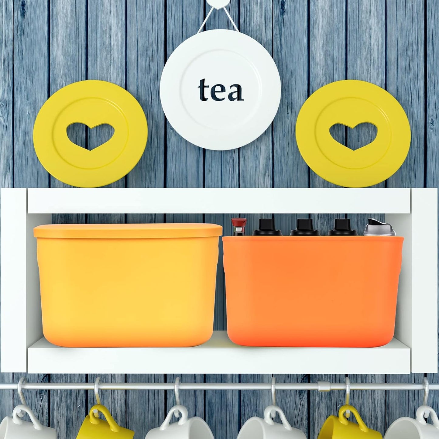 Hoolerry 8 Pieces Colorful Storage Bins with Lid, Plastic Storage Basket Organizing Container Stackable Box with Handle for Shelves Desktop Playroom Office(10.2 x 7 x 6.3 Inch,Multi-colored)