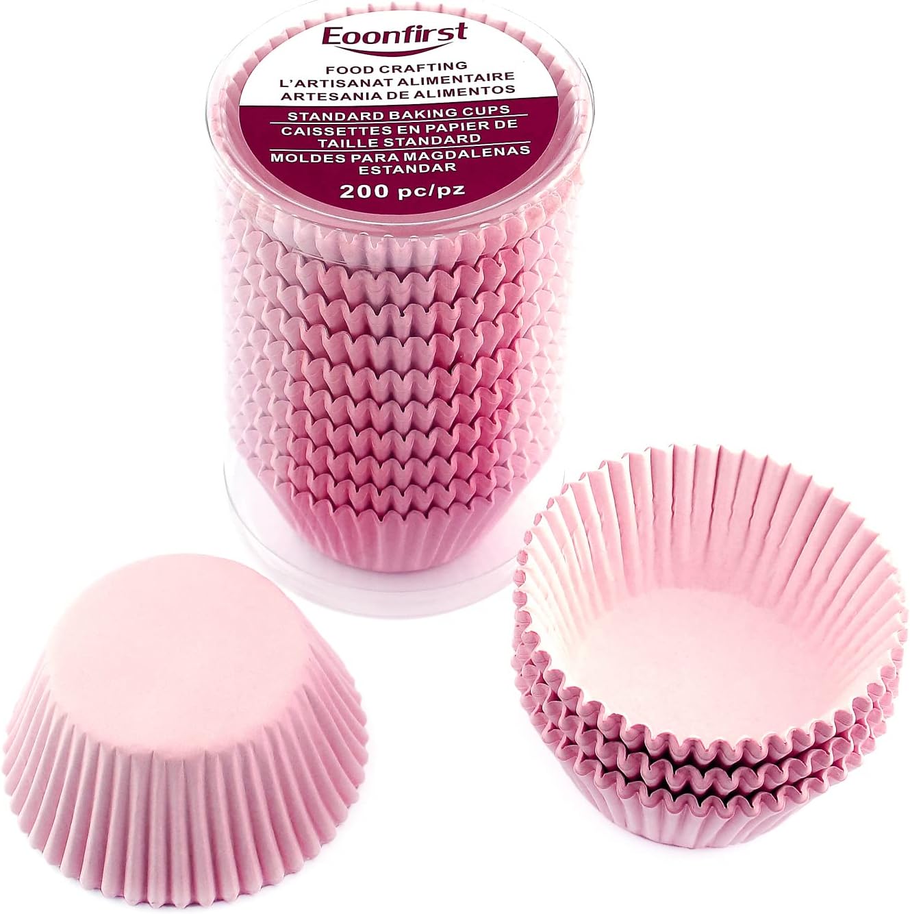 Eoonfirst Standard Size Baking Cups Thanksgiving Day Cupcake Liners 200 Pcs (Light Pink)