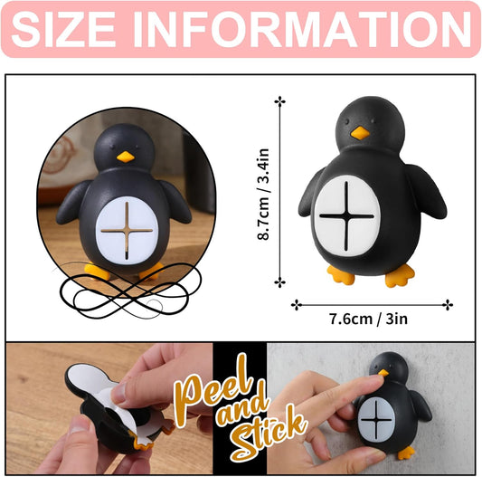 Penguin Silicone Kitchen Towel Hook, Cute Adhesive Push Pull Holder for Dish Rags, Hand Towels, Gloves, Sponge, Bathroom & Kitchen Wall Hooks, Gift for Women Men Friends Home Decor - FGD525