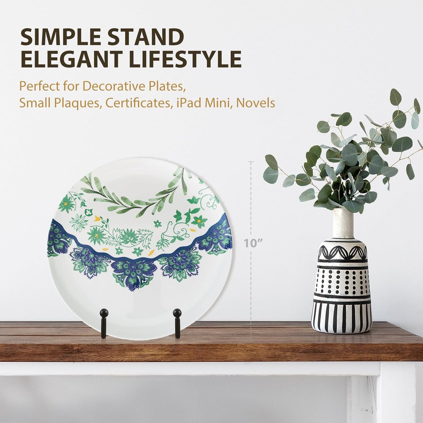 LIONWEI LIONWELI Plate Display Stand Easel Holders - 4.5" Tabletop Metal Stands for Decorative Plates, Photos & Picture Frames - Black, 2-Pack