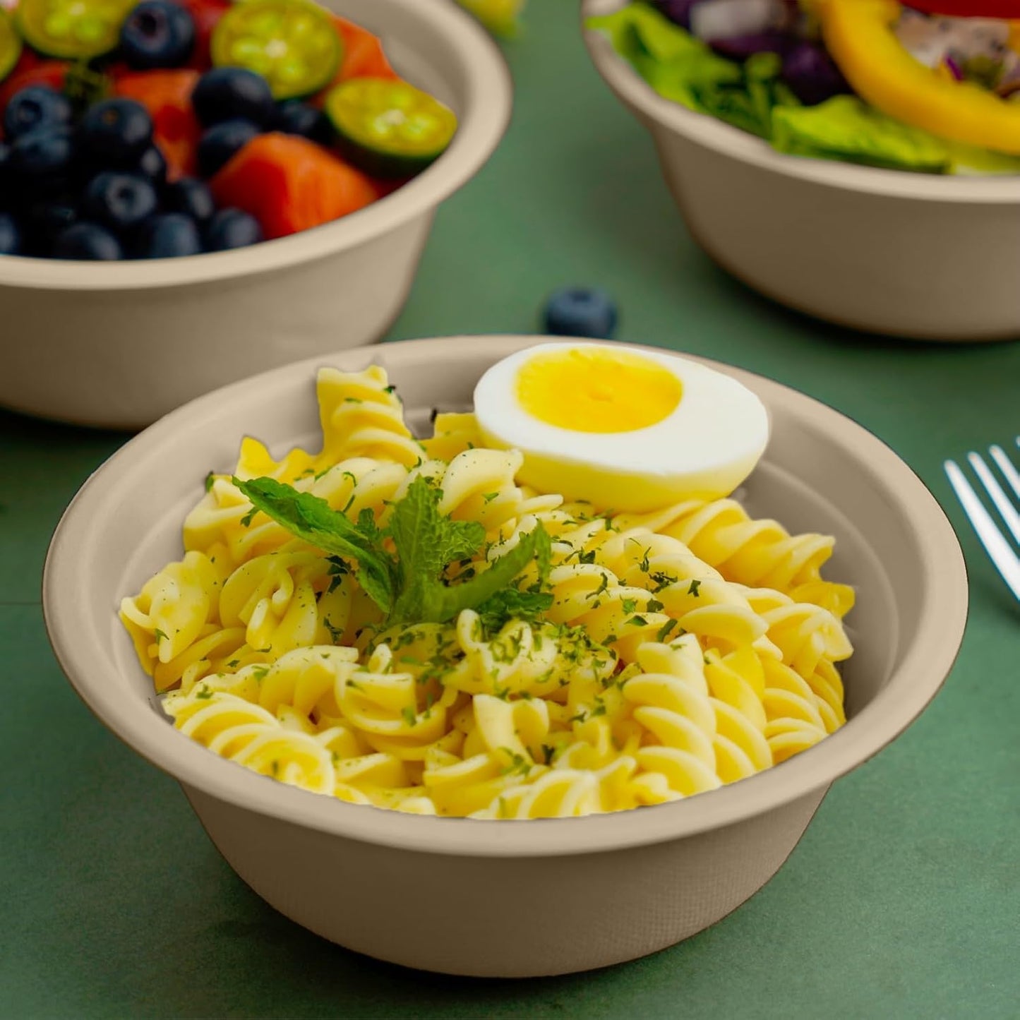 200 Count 16 oz Paper Bowls, Disposable Compostable Bowls, Heavy Duty Biodegradable Sugarcane Bagasse Bowl for Breakfast, Salad, Fruits, Desserts, Natural