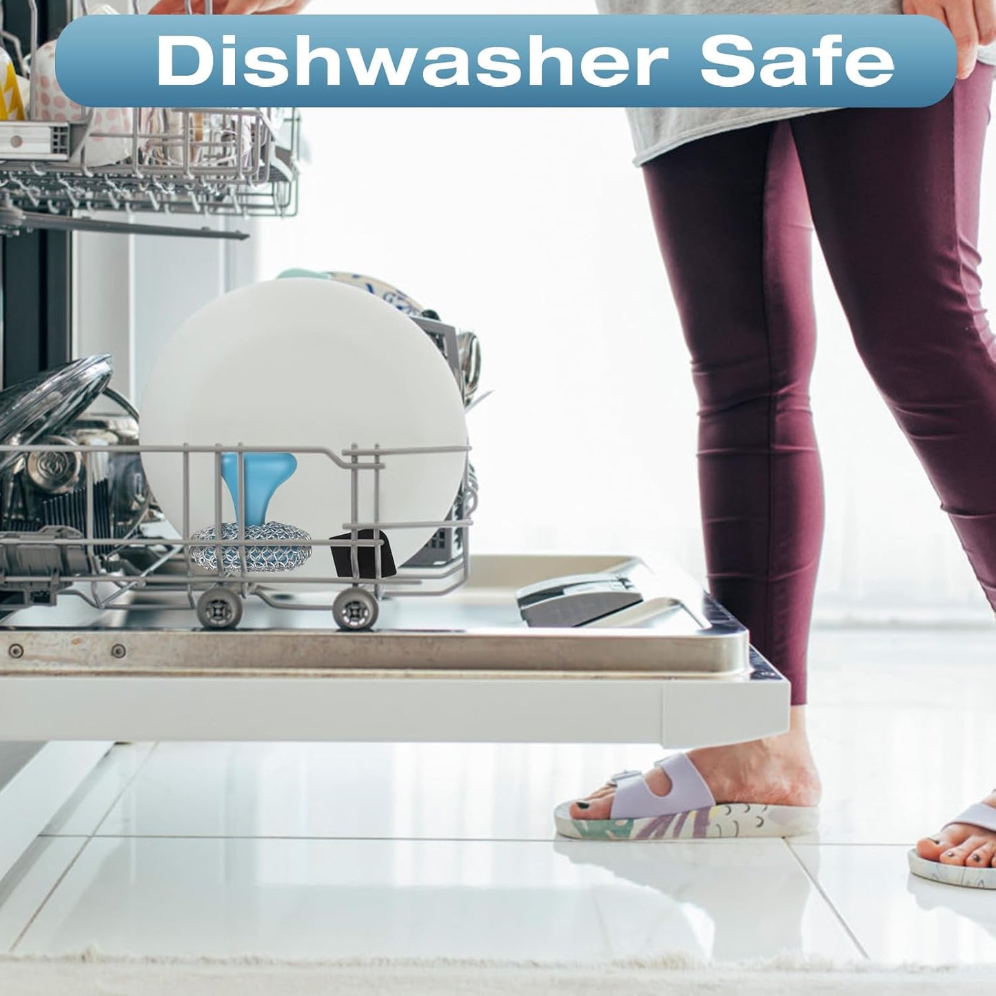 Cast Iron Scrubber | Dish Scrub Brush | 316 Cast Iron Cleaner Chainmail Scrubber for Pan Skillet Cleaner - Dish Scouring Pad Dishwasher Safe Cleaning Kit, Blue