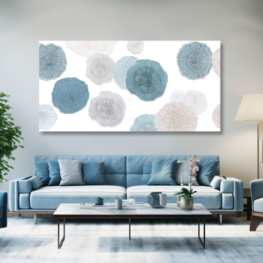 VAYIMDH Canvas Art Light Blue Pictures Wall Decor Grey and Blue Abstract Floral Wall Art Minimalist Poster for Living Room 29"x 58" Office Aesthetic