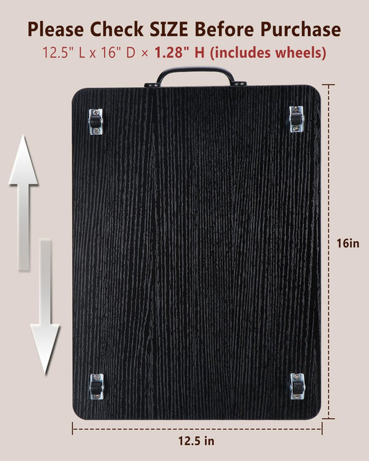 Appliance Slider, Sliding Tray for Coffee Maker, Coffee Pot Slider for Countertop, Kitchen Appliance Rolling Tray with Rubber Wheels,Large - Long, Black(12.5” x 16”)