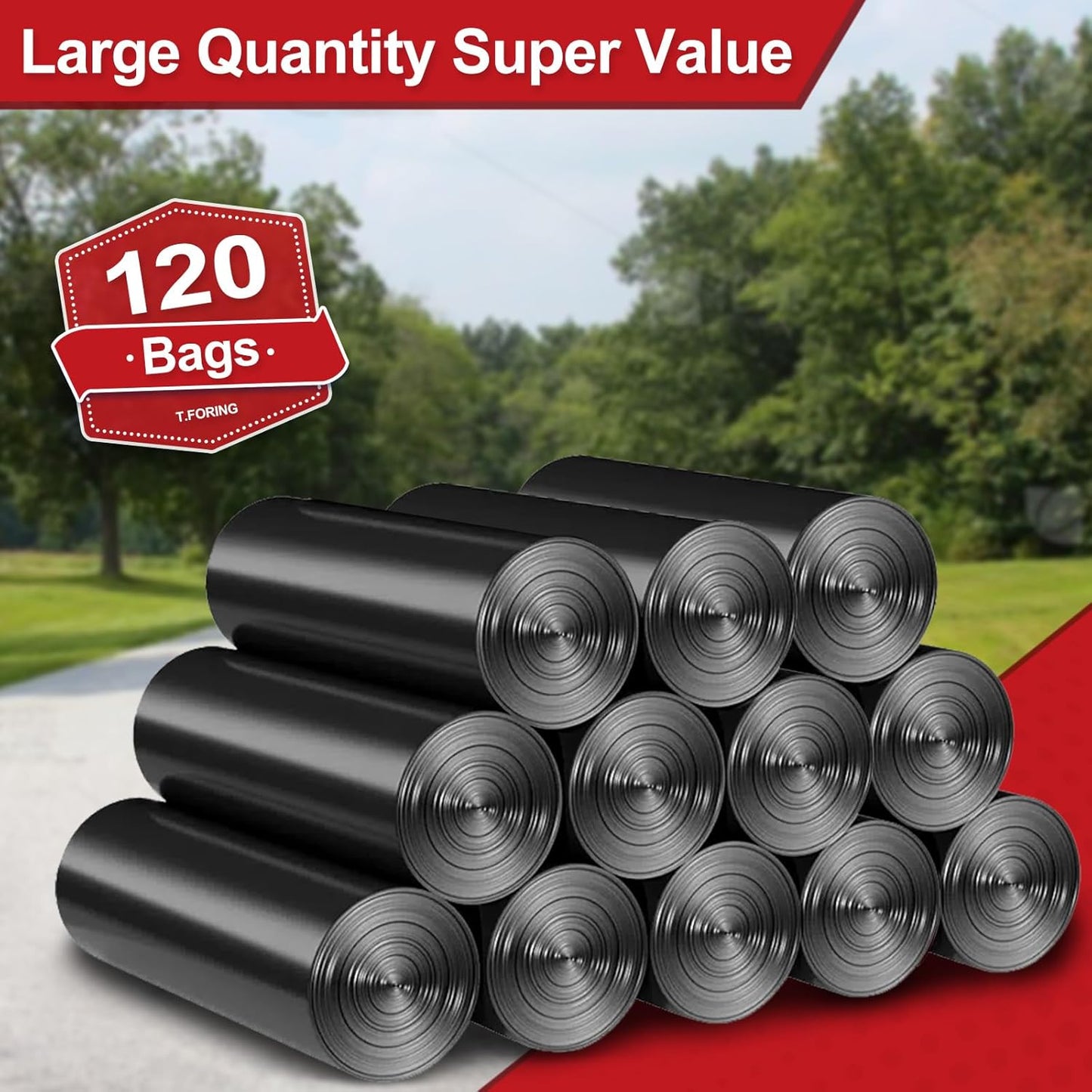 Black Trash Bags 20-25 Gallon 120 Count - 30" x 33" Large Kitchen Garbage Bags, 20+ Gallon Trash Can Liners Unscented, Multipurpose for Home, Office, Daily Household Use