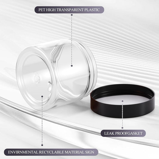 36 Pieces Plastic Jars with Lids Round Clear Container Leak Proof Airtight Cosmetic Small Empty Jars for Lotions Ointments Travel Toiletries Creams Make up Storage (1.5 oz, Black)