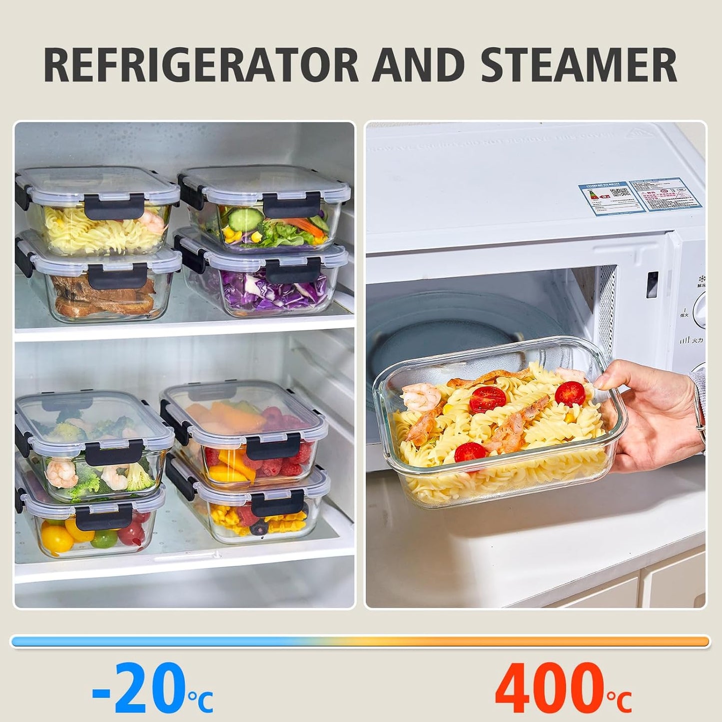 8-Piece 36oz Glass Meal Prep Container Set Clear Glass Food Storage Containers Set, Airtight Food Storage Containers for Coffee, Sugar, Flour, Spices, BPA-Free