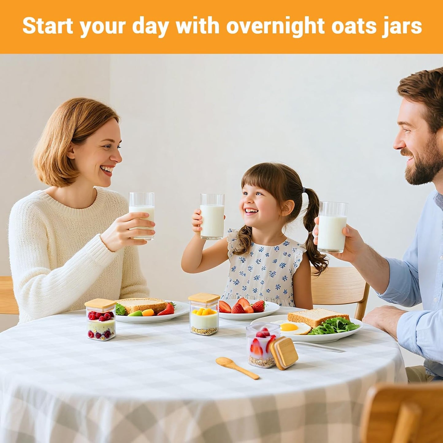 Square Glass Storage Jars, 2 Pack 6 Fl.oz Glass Jars with Bamboo Lids, Clear Spice Canister Stackable Sugar Coffee Containers for Candy Loose Tea Oats - Set Included Labels, Spoon and Marker