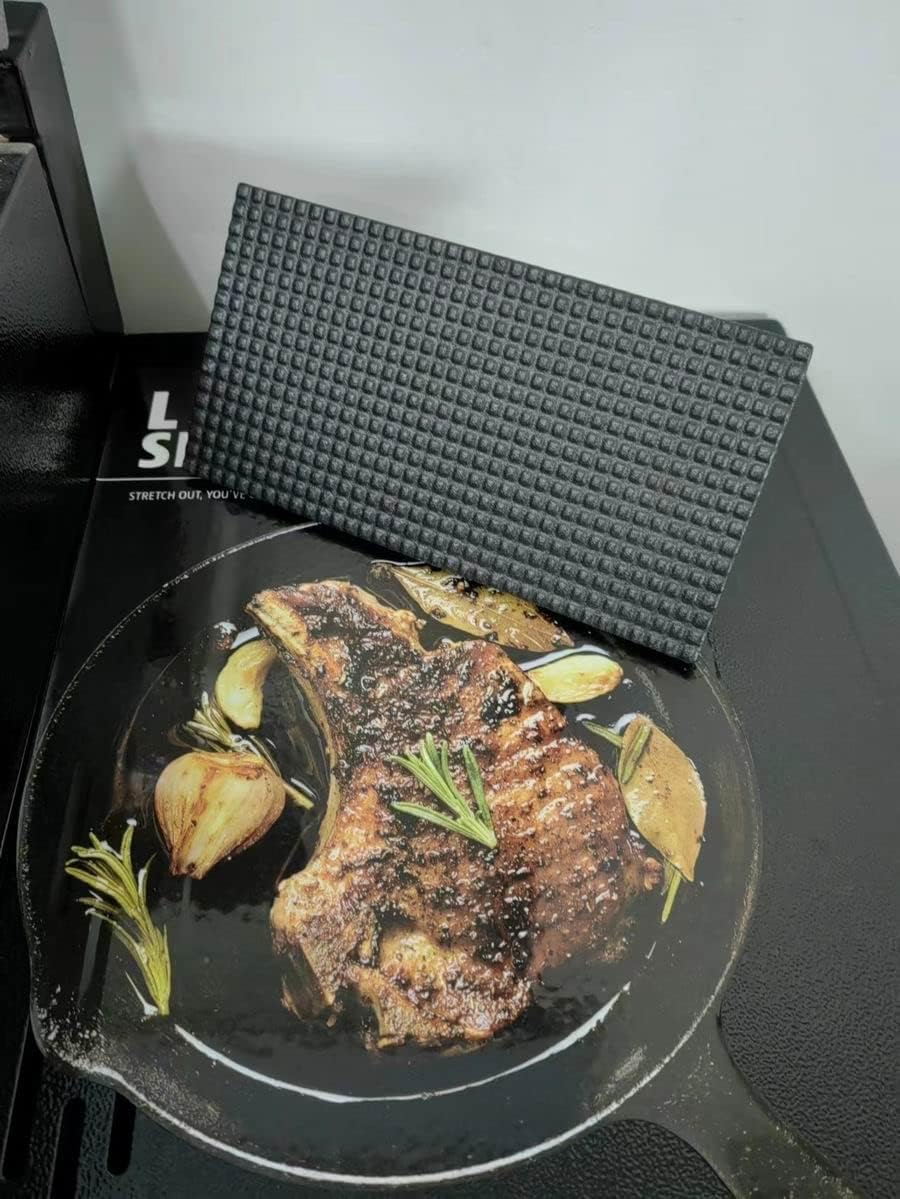 Firsgrill 8.3"×4.3" Heavy-Duty Cast Iron Grill Press and Steak Weight with Cool-Touch Comfort-Grip Wood Handle - BBQ Accessories for Griddle, Outdoor Grill, Panini, Tortilla (2 Rectangle)