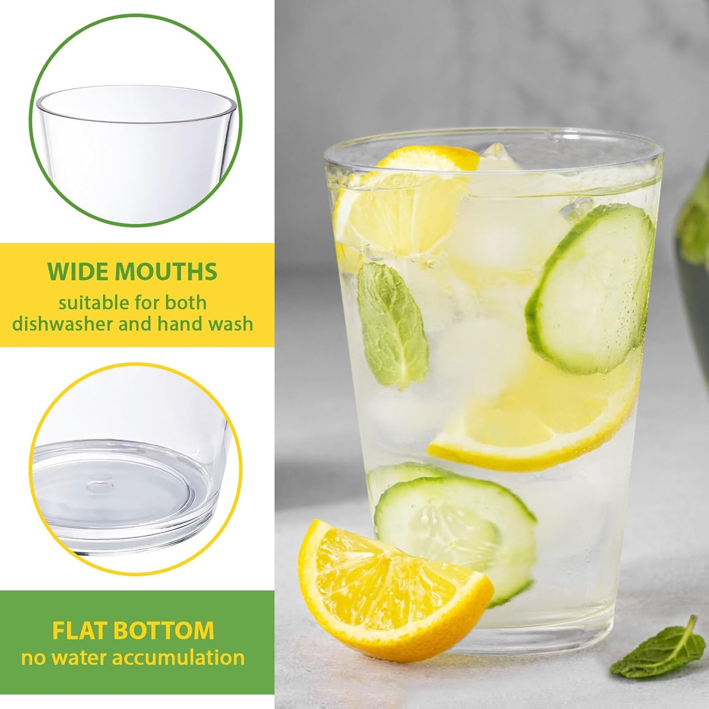 32 OZ Large Plastic Cups Reusable,Shatterproof Drinking Glasses, Stackable Glasses Drinking Set, Plastic Cups for Kitchen,Poolside,Party, House,BPA-Free,Dishwasher Safe,Sets of 6