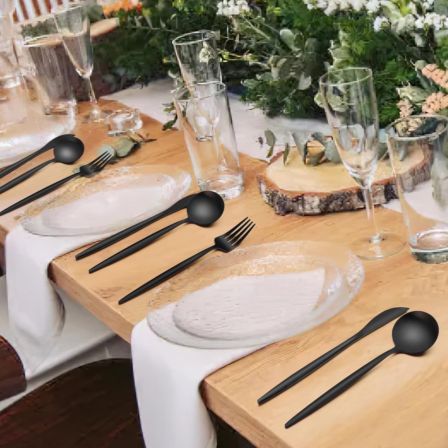 Matte Black Silverware Set 20 Piece, Wildone Stainless Steel Flatware Set Service for 4, Cutlery Utensil Sets for Home Restaurant, Include Knife Fork Spoon Set, Dishwasher Safe