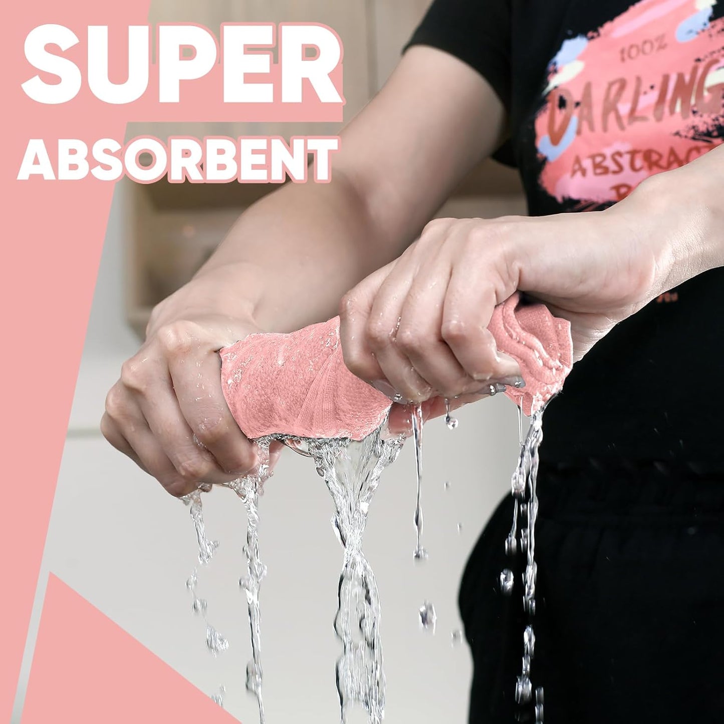 Oven Mitts Kitchen Towels Dishcloths with Pot Holders Sets 12PCS, Dish Towels Sets, Oven Gloves Pot Pads Heat Resistant 500 Degrees with Non-Slip Silicone Surface for Cooking Baking Grilling-Pink