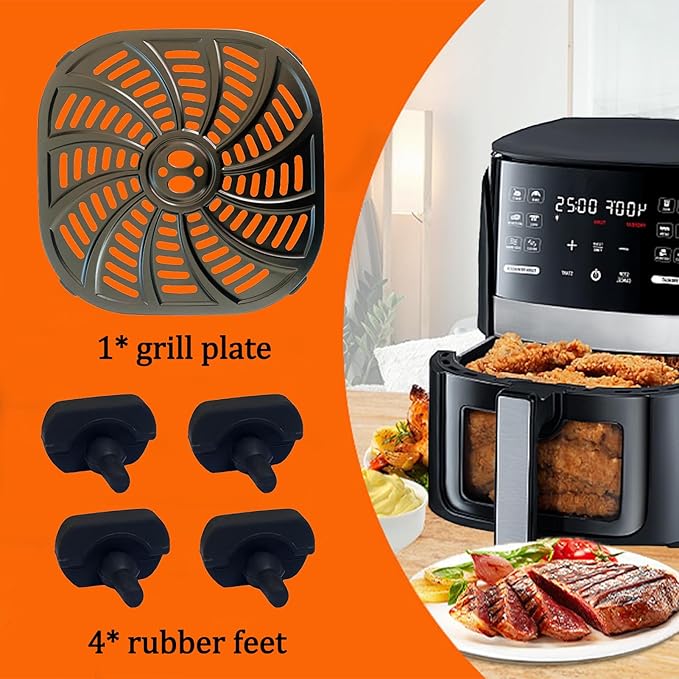 6QT Air Fryer Grill Pan for Gourmia GAF616 Air Fryers, Upgraded Air Fryer Crisper Tray Grill Crisper Plate Rack Insert Grate Grid Shelf for Gourmia 6QT Air Fryers, Nonstick, Dishwasher Safe