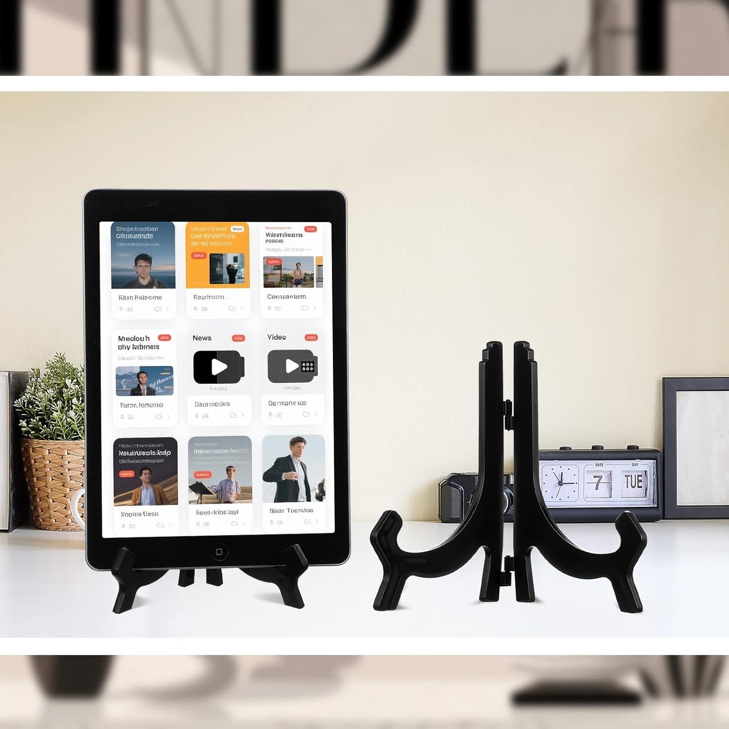 HESTYA 3 Pieces 4.5/7/9.8 Inch Black Acrylic Easels Display Stands Plate Stands Holders to Display Pictures or Other Items for Weddings, Birthdays, Home Decoration, Tables