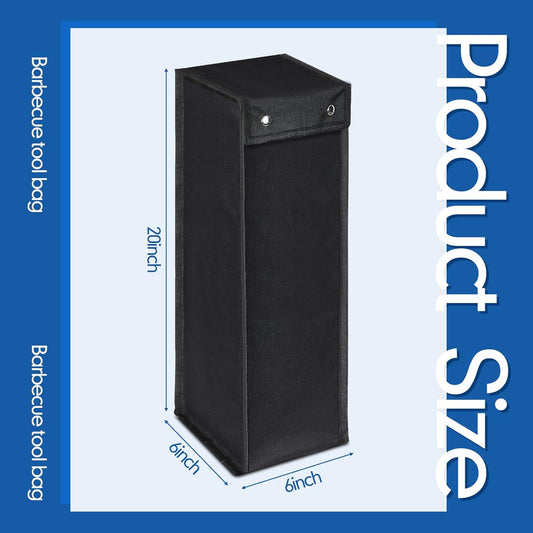 Grill Utensil Storage Bag BBQ Tool Storage Bags Barbecue Hardware Tool BBQ Utensil Holder Pouch Oxford Cloth Accessory Foldable for Camping Hiking(2 Pcs,Black)