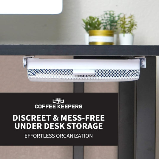 Anything Keeper - Organizer for Home, Kitchen, Bathroom, RV, Small Spaces - Storage Organizers - Compact Metal Basket - Under Cabinet Holder - Easy Install - Holds Strong - 11 x 10 x 2in - White