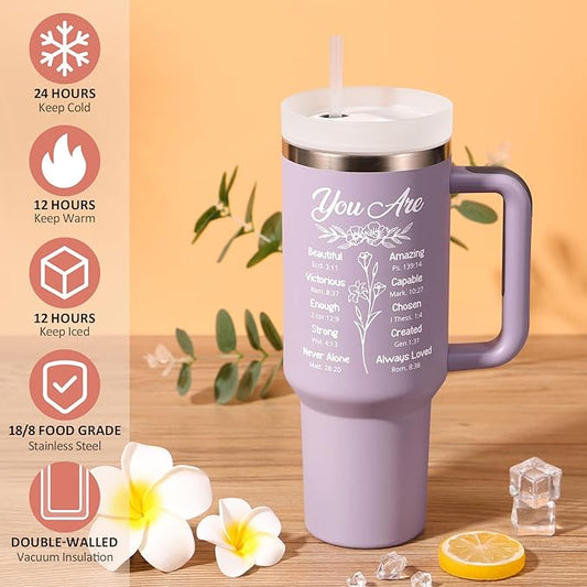 Christian Gifts for Women, Inspirational Religious Christmas Gift for Women Faith, Catholic Spiritual Jesus Birthday Xmas Gifts for Mom Grandma Friends Sister Wife Coworkers, 40 OZ Insulated Tumbler